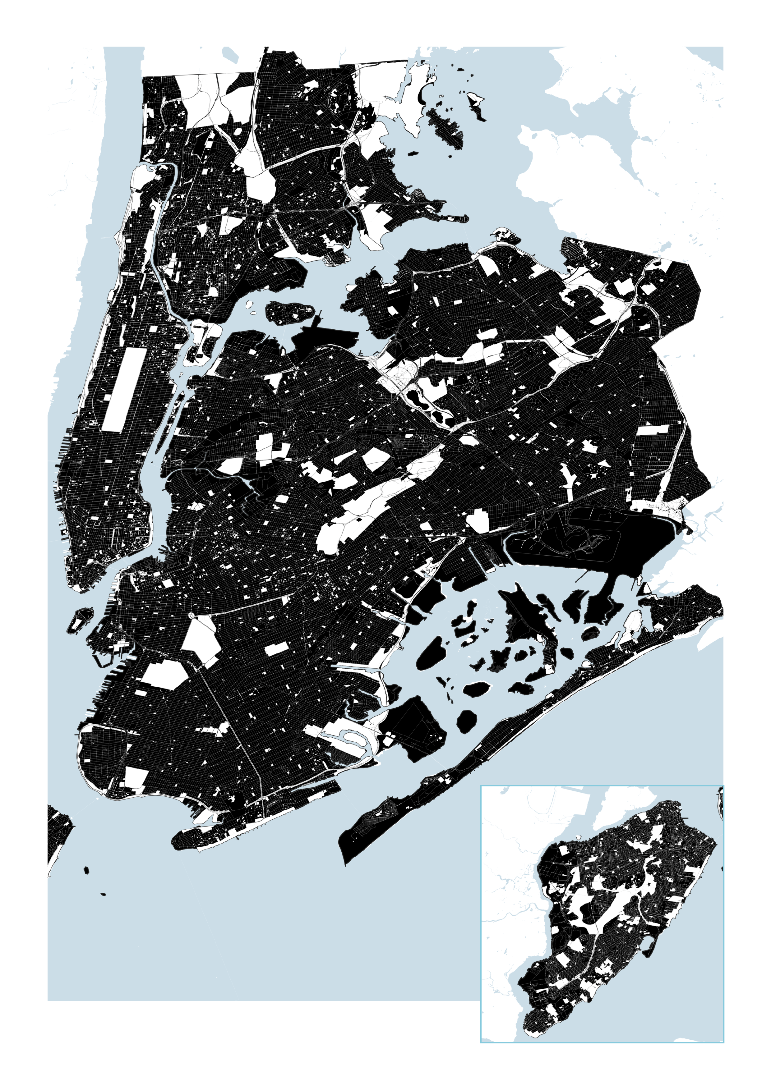 Map of all open spaces in NYC